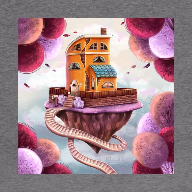 House on a flying island by Karmellime